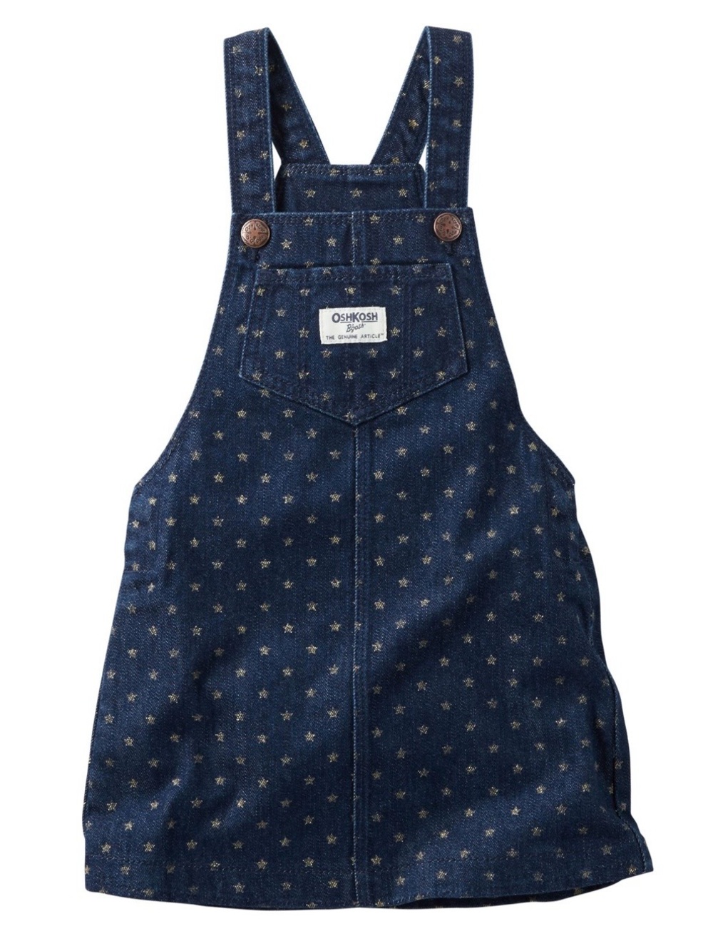 OshKosh B'gosh Navy Denim Overall Dress with Star Print